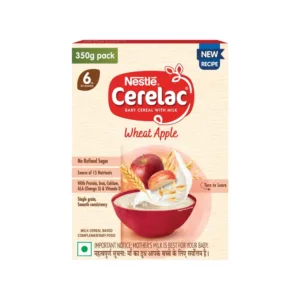 Nestle Cerelac Wheat Apple Baby Cereal (With No Refined Sugar, 6-24 Months) (350GM)