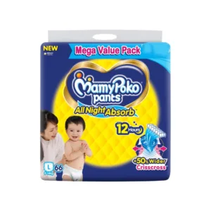 MamyPoko Pants All Night Absorb Diaper (L 9-14 kg - 66 Diapers)