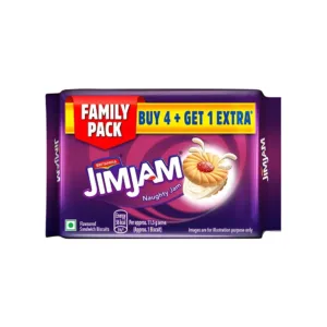 Britannia Treat Jim Jam Sandwich Cream Biscuits - Buy 4 Get 1 Free (460GM)